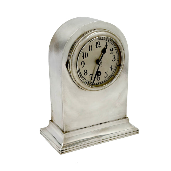 CE Keyser German Continental Silver Desk / Mantel Clock from Early 20th Century