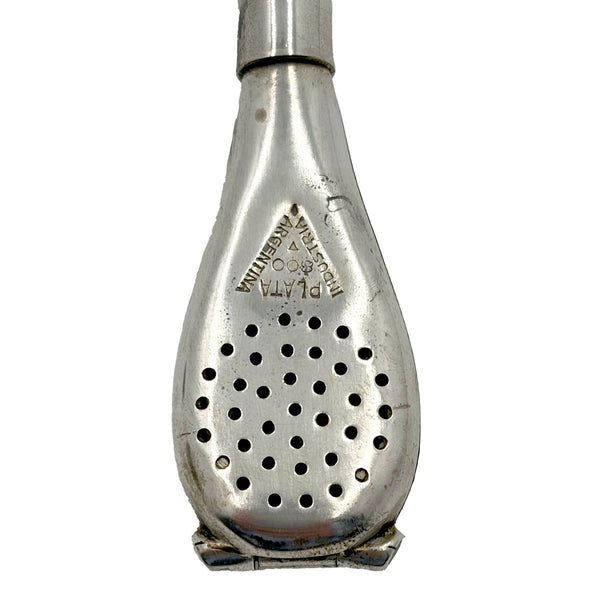 Argentinian Silver and 18K Gold Inlaid Mate Cup with Straw