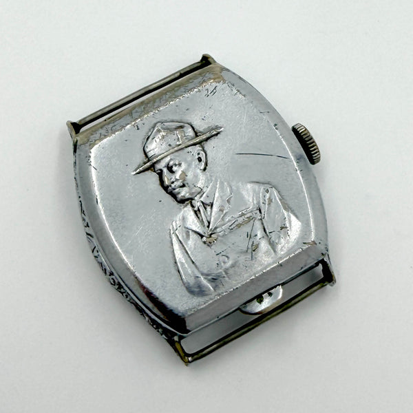 Lord Baden-Powell Boy Scout Founder Be Prepared Silver Swiss Watch