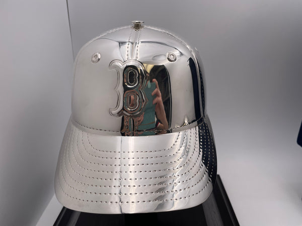 Pair of Sterling Silver Baseball Cap Life Size  One-of-a-Kind By Wallace For Nomar Garciaparra-Boston Red Sox