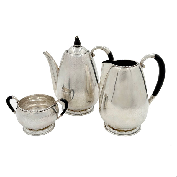 Georg Jensen Silver 3-Piece Coffee Set in Pattern #34