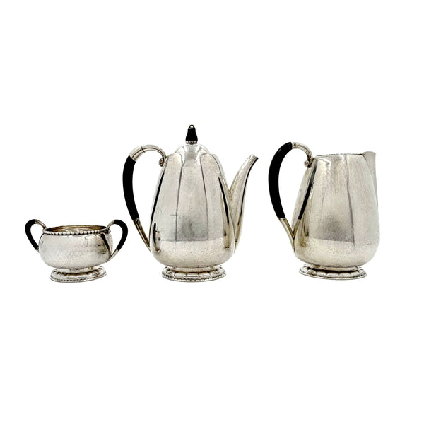 Georg Jensen Silver 3-Piece Coffee Set in Pattern #34