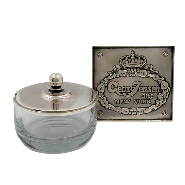 Georg Jensen Sterling Silver and Glass Marmalade/ Honey Bowl/ Jar in Pattern #600C