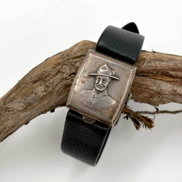 Sir Baden Powell Boy Scout Founder Be Prepared Swiss Silver Watch With Leather Band