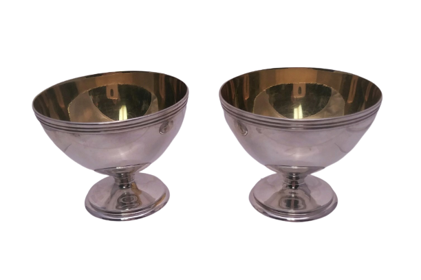 Two Large Tiffany & Co. Salt Cellars in Sterling Silver With Gold Wash