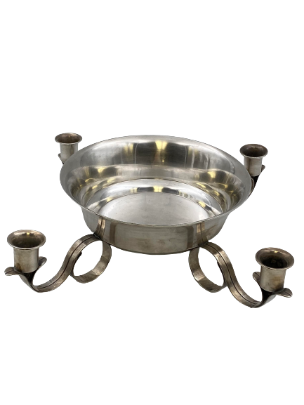 Tiffany & Co. Centerpiece Bowl / Four-Light Candelabra in Mid-Century Modern Style