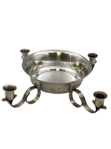Tiffany & Co. Centerpiece Bowl / Four-Light Candelabra in Mid-Century Modern Style