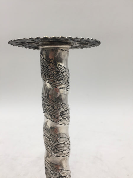 Pair of Sterling Silver Candlesticks in Repousse Pattern