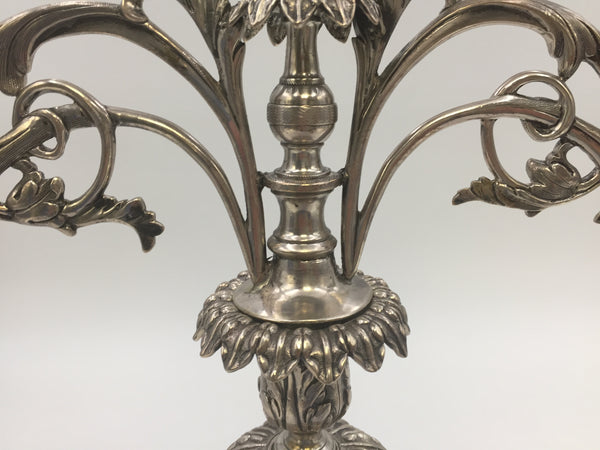 Pair of Portuguese Silver Cast Candelabra