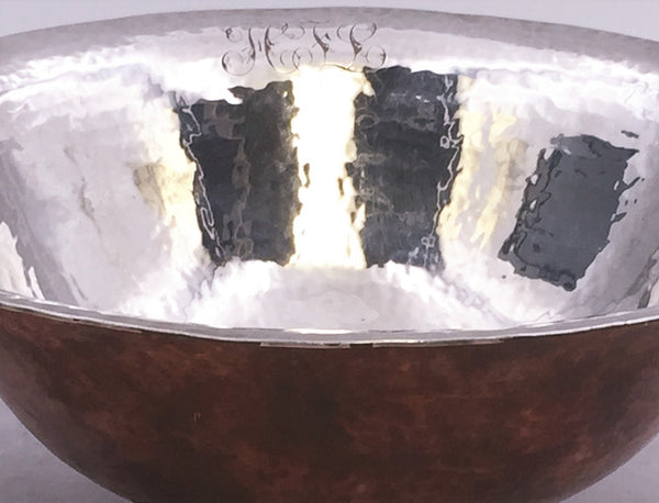 Hand Hammered Sterling Silver and Copper Centerpiece Bowl by Gebelein