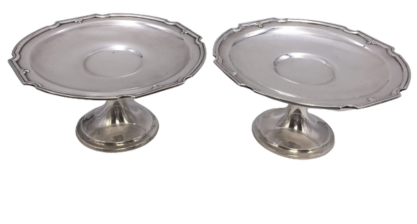 Pair of Gorham Sterling Silver Compotes / Footed Centerpiece Dishes from 1927 in King Albert Pattern