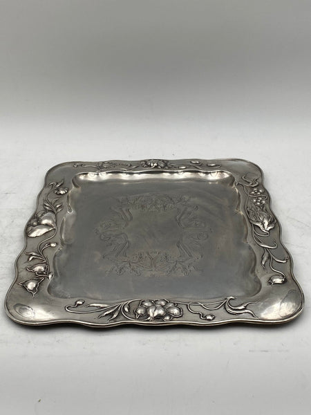 Polish Continental Silver Tray Platter in Art Nouveau Style