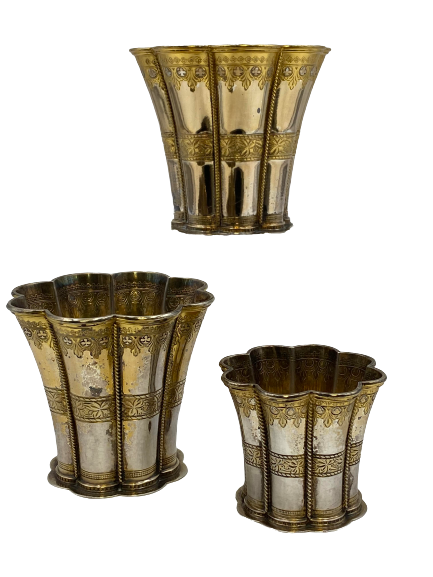 Michelsen Set of 3 Queen Margrethe Gilt Sterling Silver Kiddush Cups/ Goblets