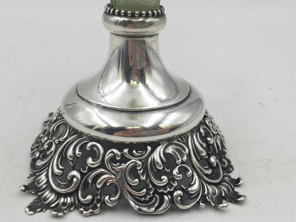 Late 19th Century Lebkuecher Sterling Silver and French Glass Vase in Arts & Crafts Style