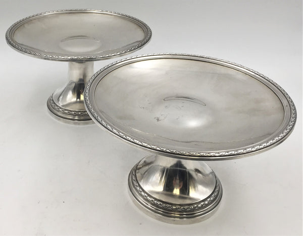 Pair of Puiforcat 19th Century French Sterling Silver Centerpiece Stands Footed Dishes