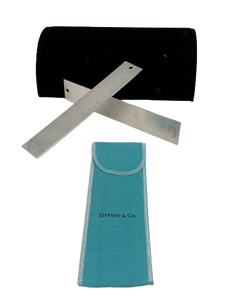 Tiffany & Co. Pair of Silver Metric Rulers in Classic Tiffany-Blue Pouch