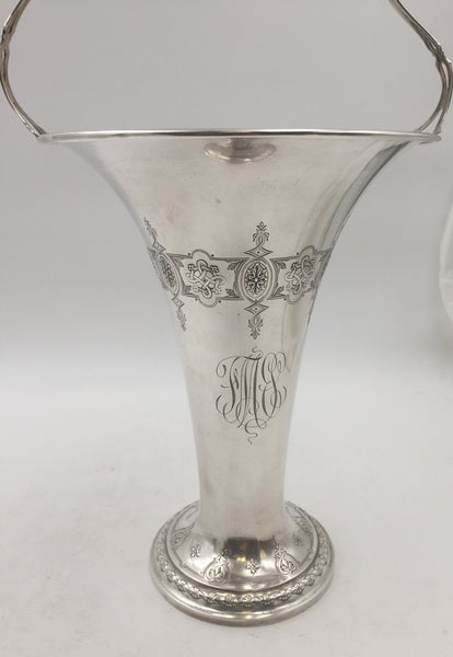 Whiting Sterling Silver Vase with Handle / Pedestal Basket