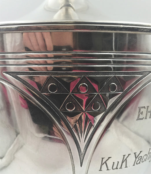 German Continental Silver and Onyx Monumental Trophy in Art Deco Style