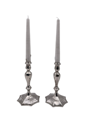 Tiffany & Co. Pair of Sterling Silver Mid-Century Modern English Candlesticks