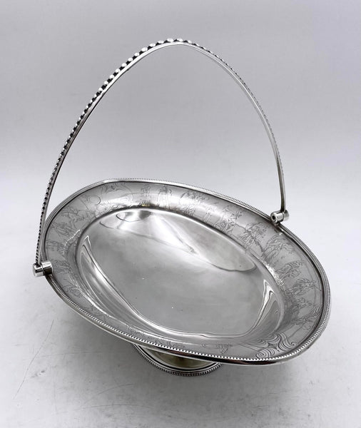 Roberts & Belk 1867 Sterling Silver Centerpiece Basket Bowl in Victorian Style