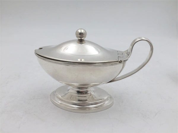 18th Century Pair of Sterling Silver Open Salts and Mustard Pot in Georgian Style