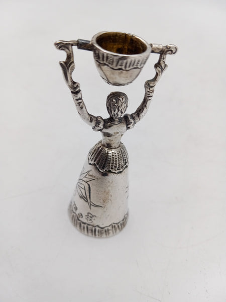 German Continental Silver Miniature Wedding Cup with Woman Holder