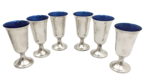 Towle Set of 6 Sterling Silver & Enamel Cordials Goblets in Mid-Century Modern Style
