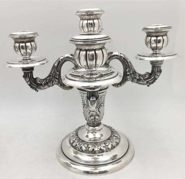 Pair of Portuguese Silver 5-Light Ornate Candelabra