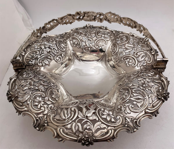 English Sterling Silver 1841 Basket / Centerpiece Bowl in Victorian Style