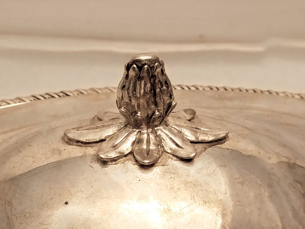 Sterling Silver English Cheese Dish / Covered Bowl in Georgian Style from 1890