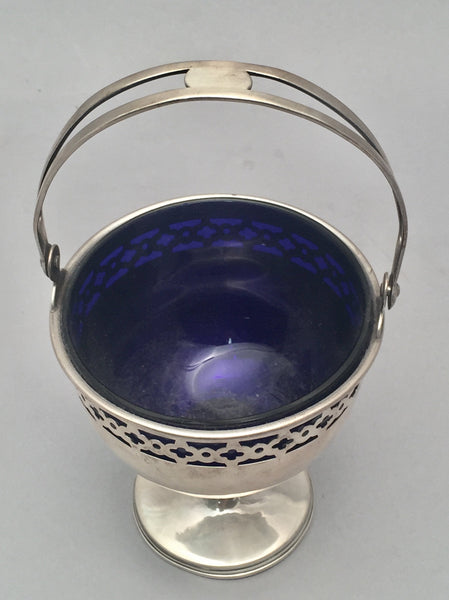 Sterling Silver Bridal Basket by Wallace With Blue Glass Liner